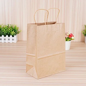 Custom Handle Gift Shopping Packaging DIY Craft Paper Carry Bags Manufacturer with Christmas elk sticker