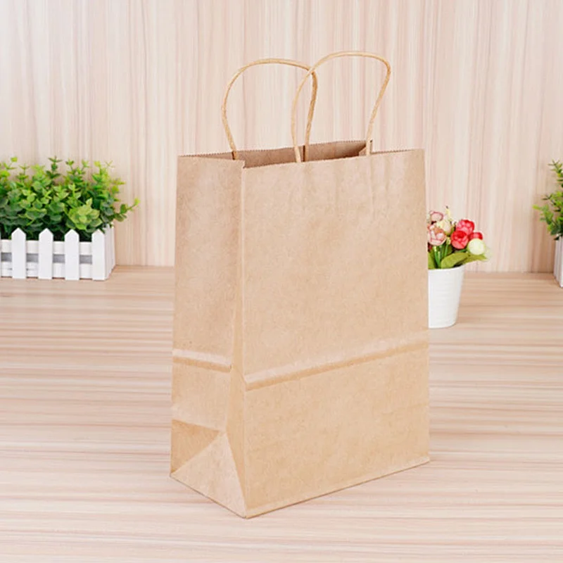Custom Handle Gift Shopping Packaging DIY Craft Paper Carry Bags Manufacturer with Christmas elk sticker