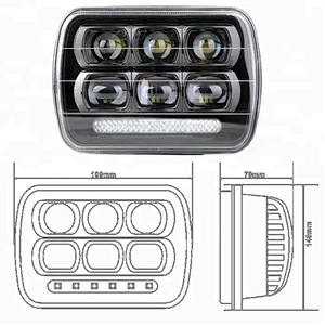 Lightech 2018 New 5x7 square led headlight 60W 6X7Jeep head lights