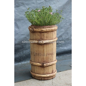 Chinese antique decoration tibetan oil bucket wooden bucket woodwork for decoration