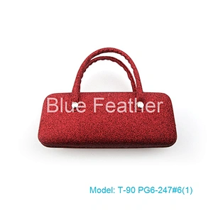 Glitter PU leather eyewear optical glasses case sunglass case with handle