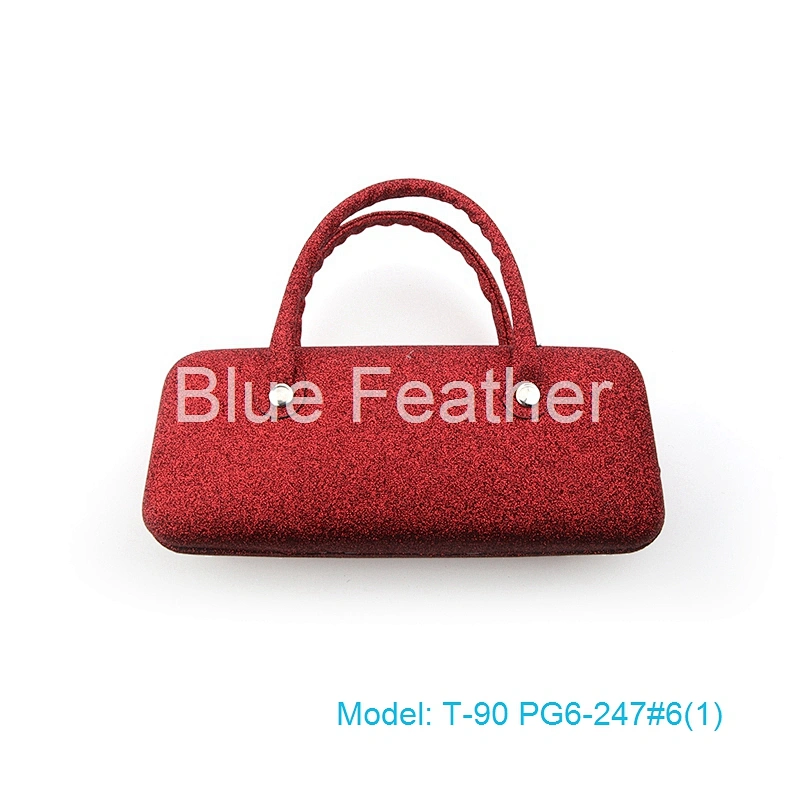 Glitter PU leather eyewear optical glasses case sunglass case with handle
