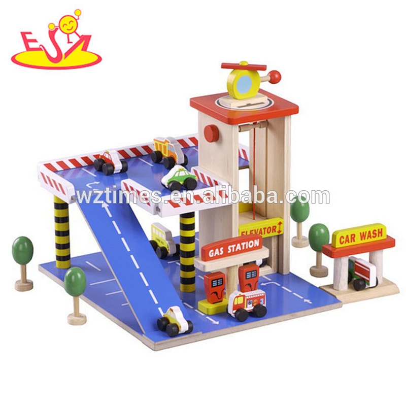 2018 wholesale toddlers wooden toy car garage, new kids toy car garage, best children wooden toy car garage W04B039