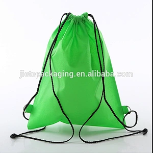 Green cheap fabric string non woven shoe bag