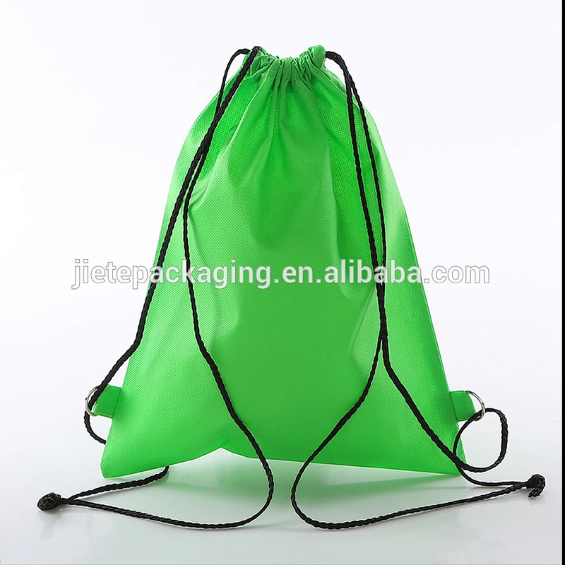 Green cheap fabric string non woven shoe bag