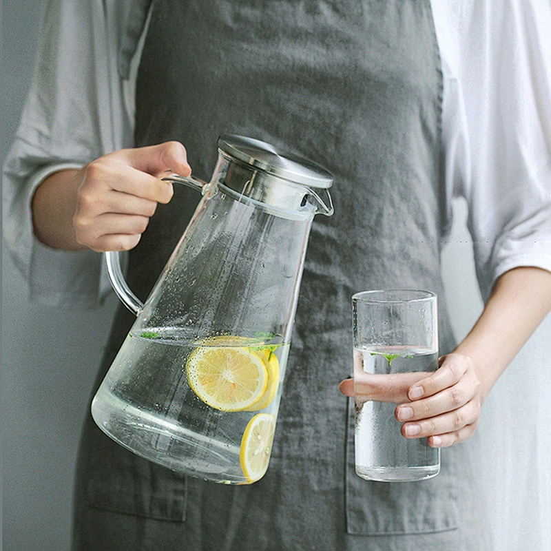 2000ml Heat-resistant Glass Tea Pot Handmade Borosilicate Glass Tea Pot Factory Supply in-stock Water Pot with Lid