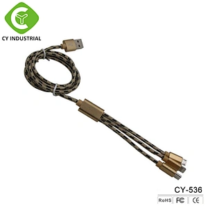 Nylon usb cable type c 3 in 1 USB cable charger ,data charging cable cord for mobile phones