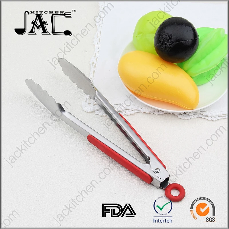 Stainless Steel Locking Barbecue Tong Scalloped Gripping Edge