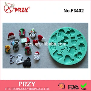 F3402 Silicone Mould Christmas figures cake decorating mold fondant mold