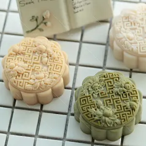 DIY Soap Molds Chinese Style Lotus round Mooncake Mould Silicone Mold przy