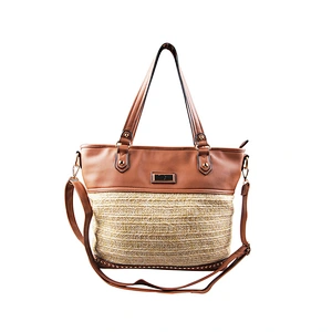 Custom New Stylish Linen Cotton And PU Leather Lady Luxury Hand Bag