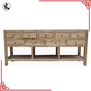 Chinese Natural Wood Kitchen Nine Drawer Table Set Old Soild Wood Unit For Kitchen Table Antique Furniture Stores