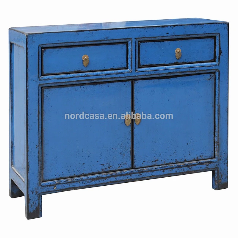 Chinese antique asian furniture recycled wood furnituree antique furniture blue cabinet