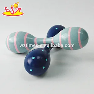 Wholesale custom euro style double heads wooden shaking maracas W07I129