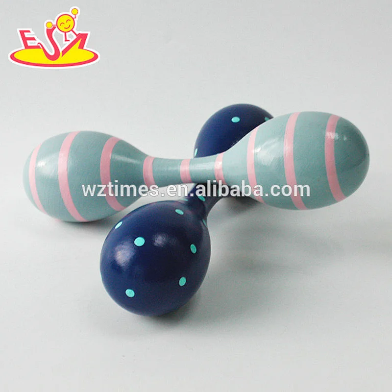 Wholesale custom euro style double heads wooden shaking maracas W07I129