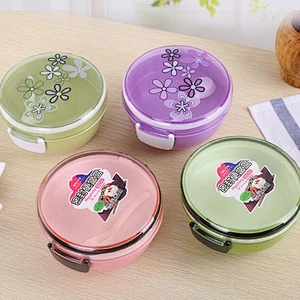 Free Sample 1000 ml Food Grade Double Wall Plastic Lunch Box Round Plastic Microwave Food Meal Container Best Kids Plastic Bento
