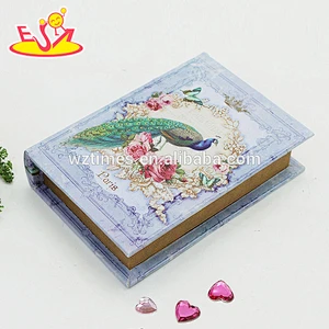 Wholesale white wooden book shape storage box pretty wooden book shape storage box W18A018