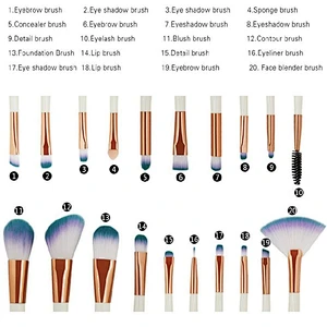 2018 Private Label 20pcs Cosmetics Makeup Brush Set
