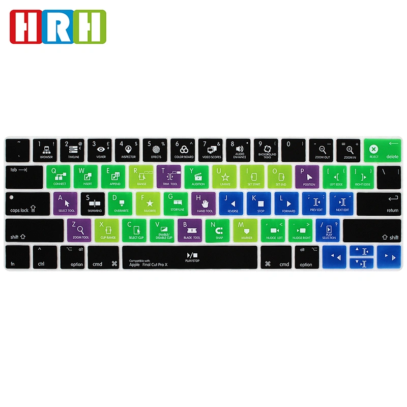 Ali baba Wholesalelaptop keyboard custom Final Cut Pro X Hot key Silicone Keyboard Protector For mac keyboard Pro With Touch bar