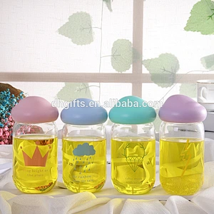 2018 New Product Korea Mushroom Shape Mini Glass Water Drinking Bottle