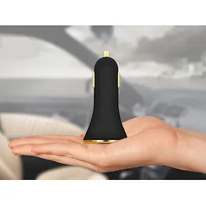 Wholesale Black White Metal Portable Mobile Phone 3 USB Port Car Charger