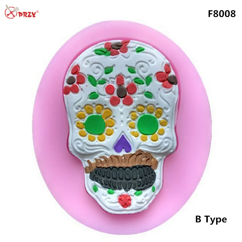 DIY New Style Silicone Baking Cake Mold Halloween Skull Head Mask Mould Handmade Soap Molds