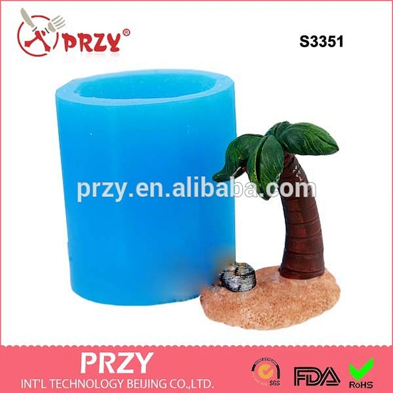 S3351 3d coconu tree decorative mold for soap fondant tree shape silicone fondant soap mould