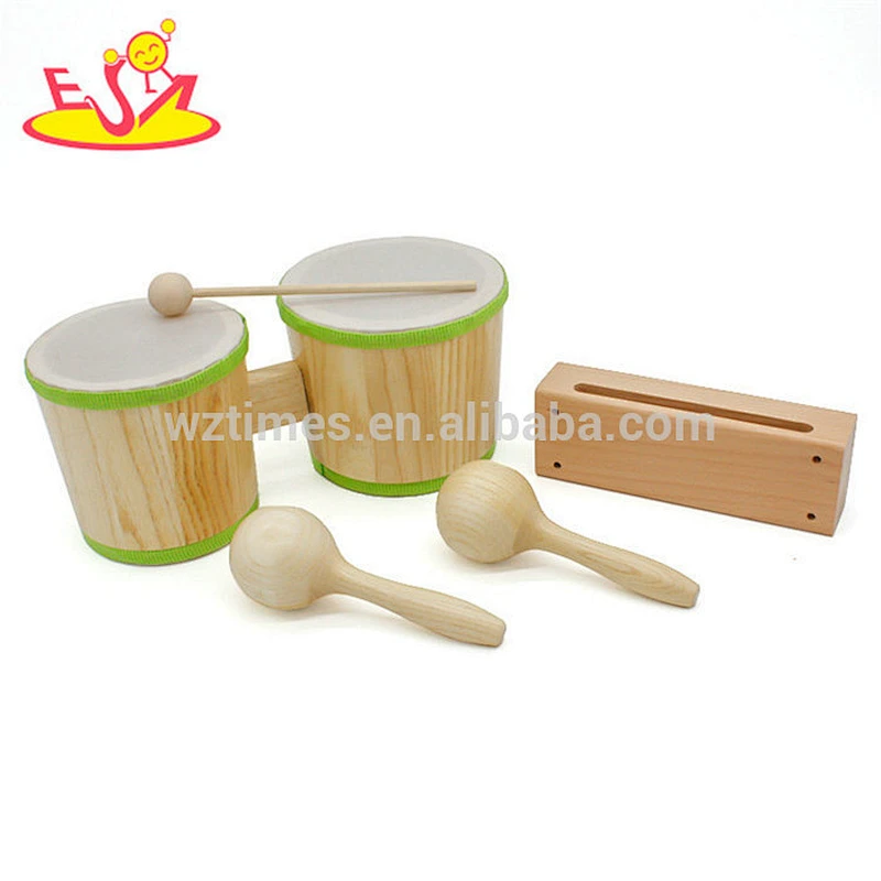 New hottest music toys wooden baby drum set for education W07A075