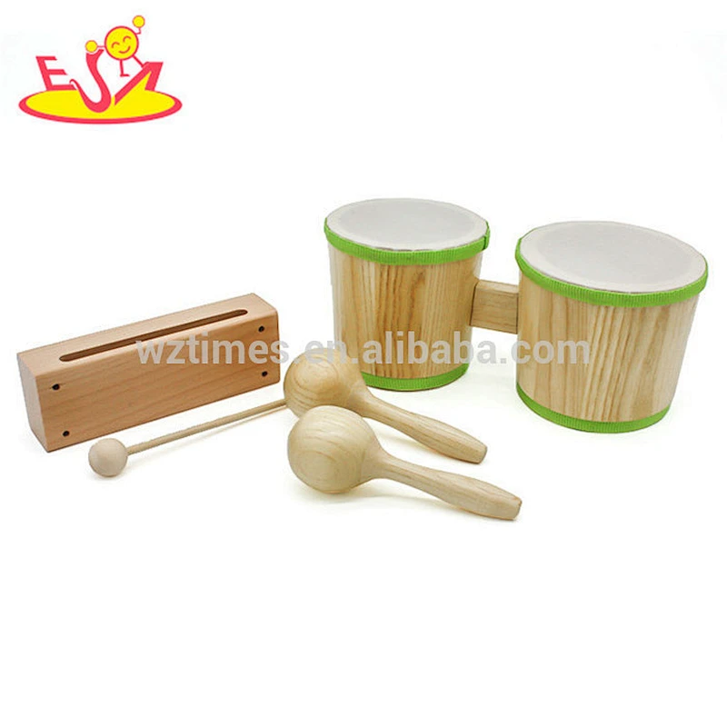 New hottest music toys wooden baby drum set for education W07A075