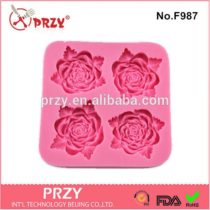 Rose shaped cake decorating silicone fondant mold