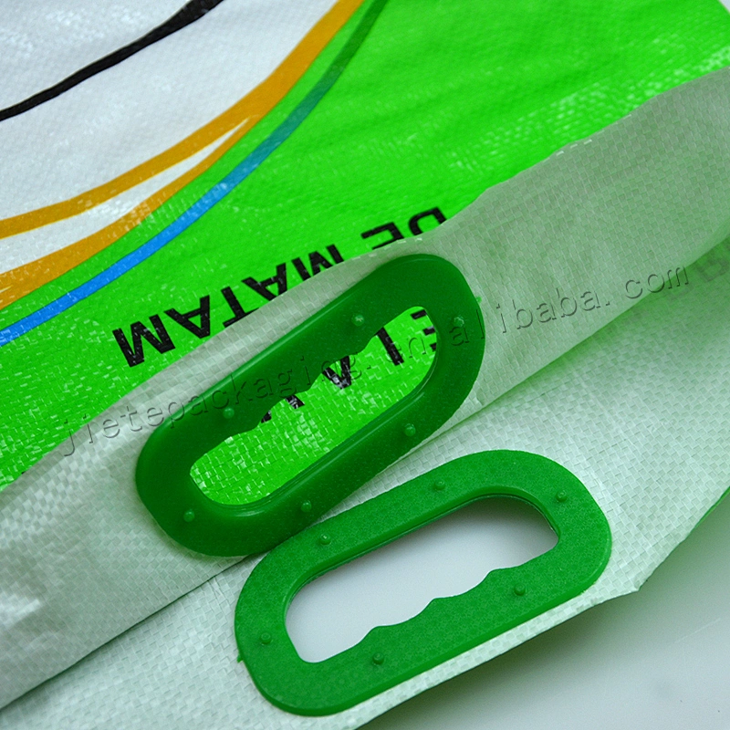Agriculture use customized design print rice bag pp woven sack with plastic handle for grain,flour,paddy,wheat,corn