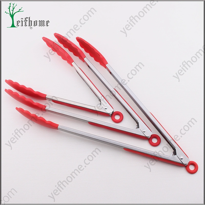 3 pcs Food Grade Heat Resistance Silicone Stainless Steel Food Tong Set