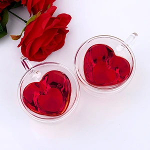 2018 China wholesale price heat shaped glass coffee wine cup double wall resistant heat mug