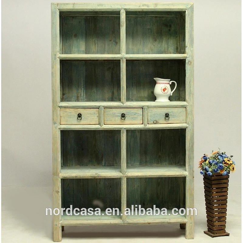 Antique recycle solid wood bookcase