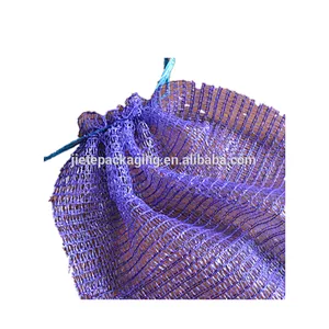 Cheap purple plastic drawstring raschel mesh bag for onion,garlic,orange