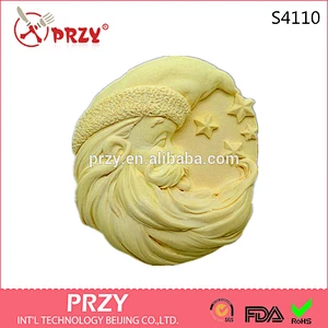 S4110 PRZY Santa Man in the Moon Silicone Soap Mold Silicone Candle Mold