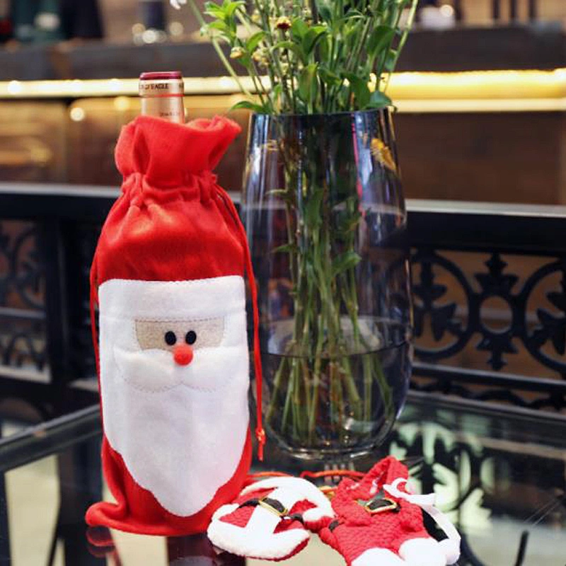 Wholesale Creative Christmas Decoration Gift Santa Claus Red Wine Bottle Sleeve Christmas Crafts Home Decor