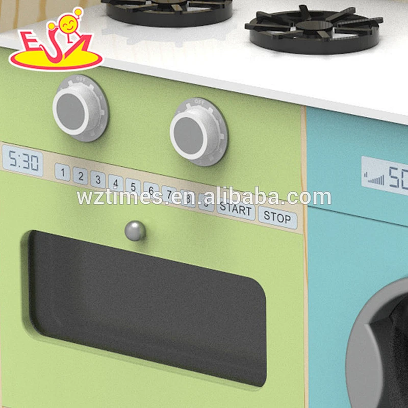 New design wooden kitchen play toys with fridge and washing machine W10C242