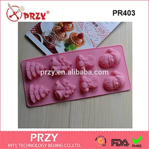 8 Cavity Christmas Tree Father Christmas Bells Silicone Baking Cake Mold Bakeware Cake Pans