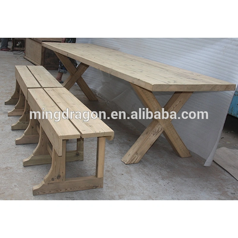 Antique style solid reclaimed wood dining table, dinning room furniture