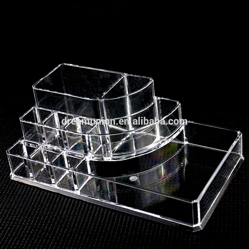 Acrylic Jewelry & Makeup Storage Display Boxes Two Pieces Set with 3 layer drawer organizer Cosmetic stand Popular
