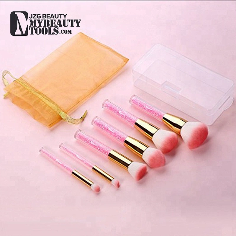 6 piece cosmetic brushes synthetic kabuki professional colorful custom logo makeup brushes set
