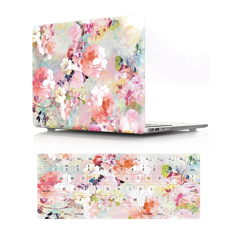 2 In 1 Stylish flower case Hard pc case and Keyboard Cover for Mac Book Pro Air 13 Inch Laptop 12 cover case for mac