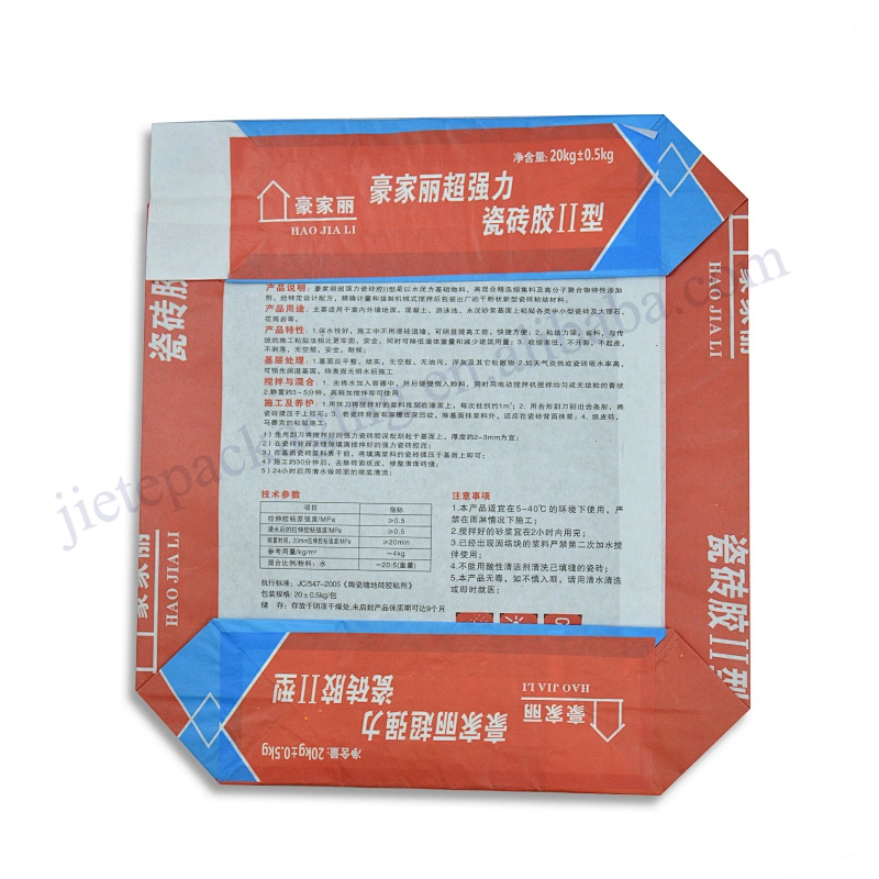 Customized stand up multilayer kraft paper 20kg cement packaging bag for mortar,tile adhesive,asphalt