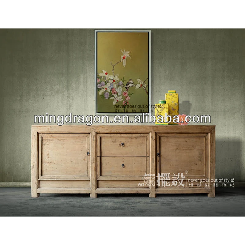 Chinese Antique Reclaimed Rustic Solid Wood Living Room Sideboard Cabinet