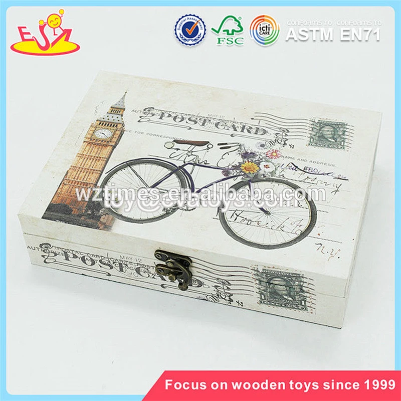 Wholesale colorful wooden rectangle box fashionable wooden rectangle gift box W18A037