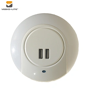 WALL PLUG 6PCS LED LIGHT 2 USB CHARGER OUTLET PORT SMARTPHONE WALL SOCKET SENSOR NIGHT LIGHT