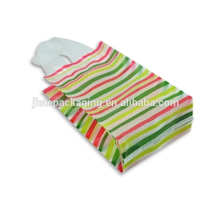 *custom design economic pe plastic color stripes shopping bag with handle