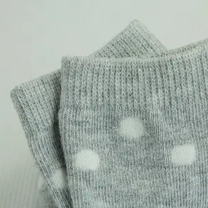 High Quality Cheap Loose Cuff Rib Top Dots Melange Grey Color Cotton Baby Socks