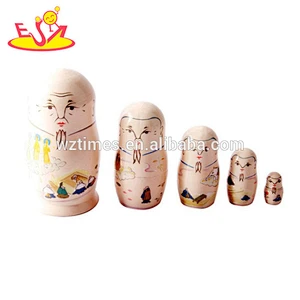Wholesale cute home decoration wooden russian nesting doll set for toddlers W06D086